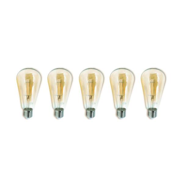 Kit 5 Lâmpadas Bulbo Filamento Carbono 4w 2400k Gold