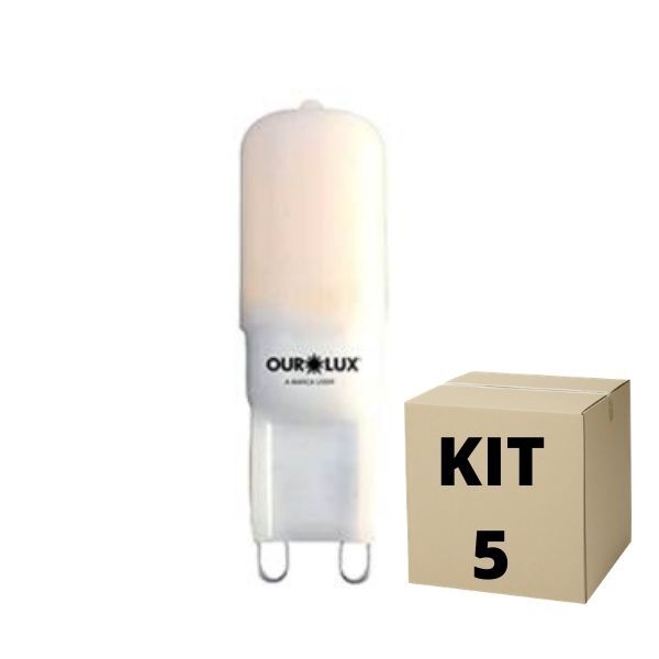 Kit 5 Lampadas Led Halopin 2,5w G9 Ourolux 6500k Branco Frio