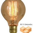 Kit 5 Lâmpadas Retrô Decorativa Vintage Thomas Edison G80 220v