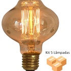 Kit 5 Lâmpadas Retrô Decorativa Vintage Thomas Edison L80 127v