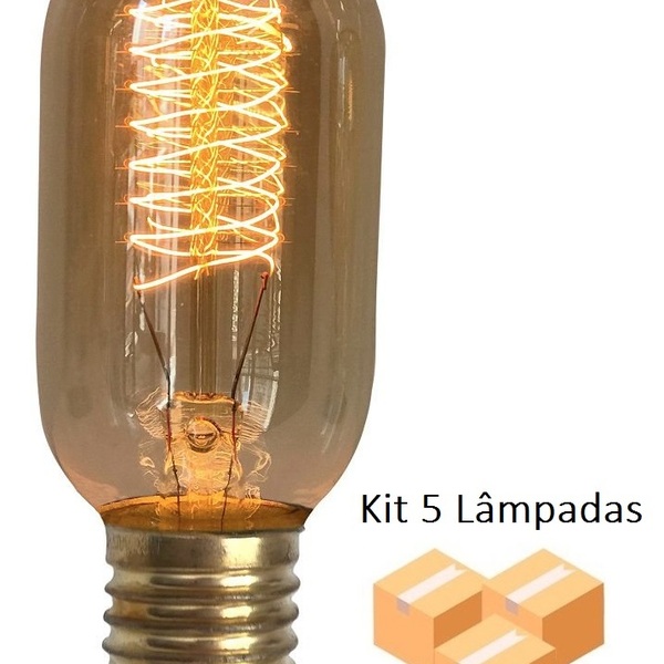 Kit 5 Lâmpadas Retro Decorativa Vintage Thomas Edison T45 127v