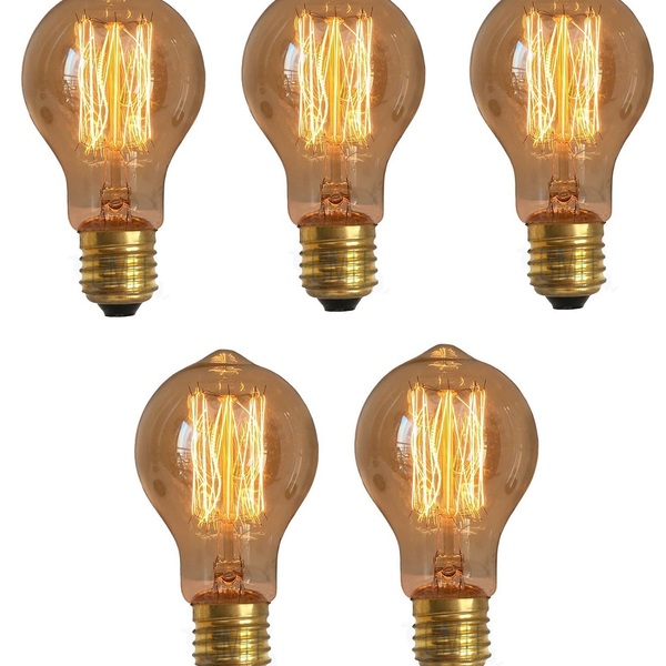 Kit 5 Lampadas Vintage Resistencia Carbono A19 40w 110v