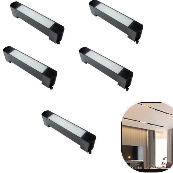 Kit 5 Luminária Led Difusa Linear Para Trilho 30w Preto
