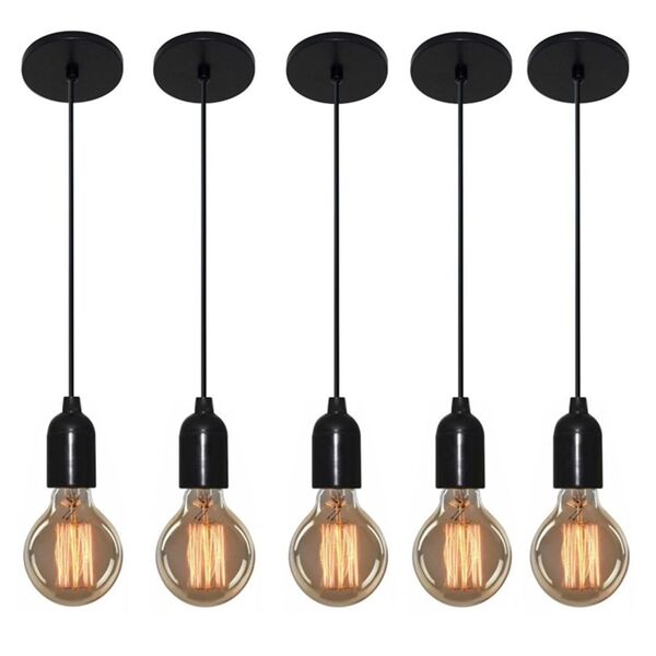 Kit/5 Luminária Pendente Retro Md-4149 Suporte Para Lâmpada /
