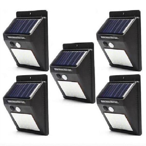 Kit 5 Luminária Solar Iluminação Jardimparede 30 Leds