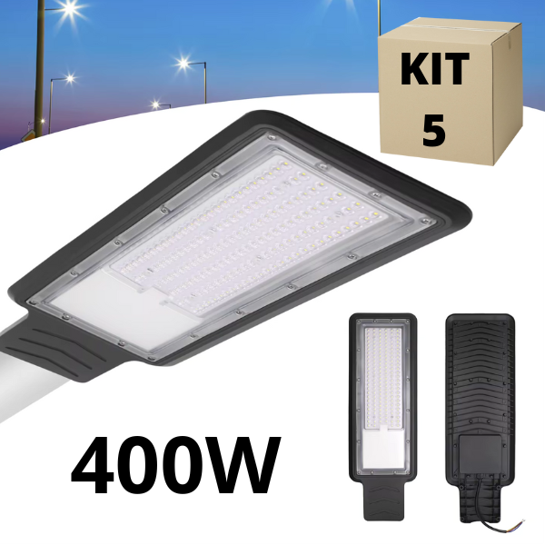 Kit 5 Luminarias Led Para Poste 400w Iluminação Pública Ip66