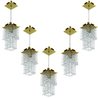 Kit 5 Lustres Pendente De Cristal Acrilico Spark Dourado