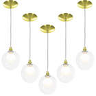 Kit 5 Lustres Pendentes Harmony Bolinha Dourado