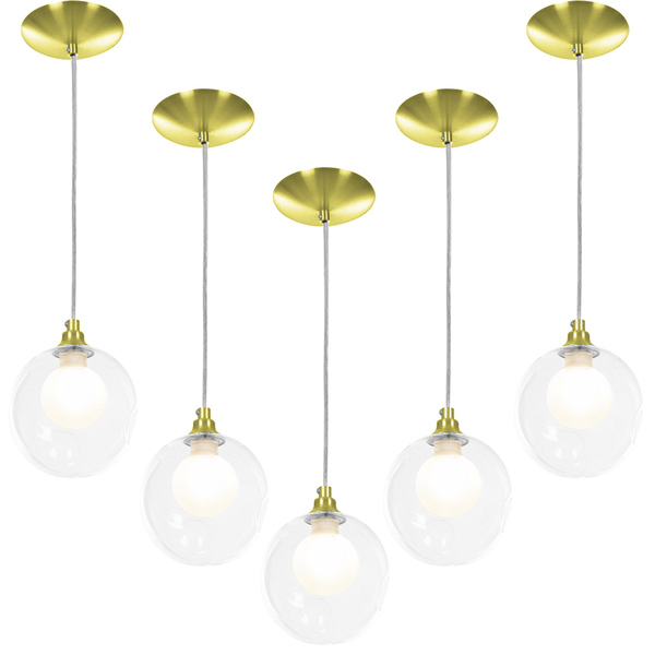 Kit 5 Lustres Pendentes Harmony Bolinha Dourado