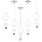 Kit 5 Lustres Pendentes Orby Bolinha Escovado + Lampada 6000