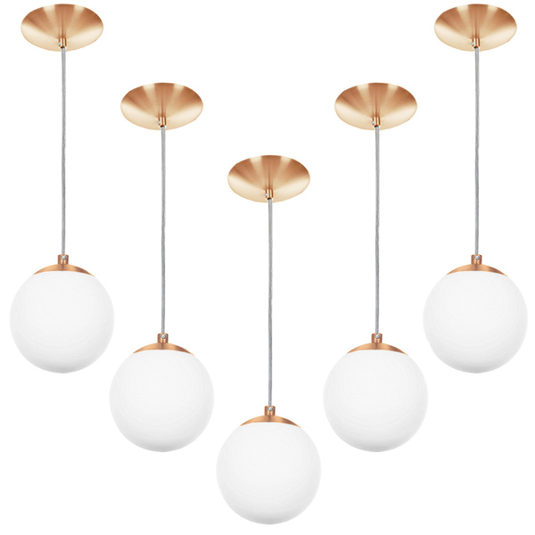 Kit 5 Lustres Pendentes Orby Bolinha New Cobre
