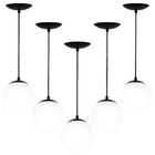 Kit 5 Lustres Pendentes Orby Bolinha Preto