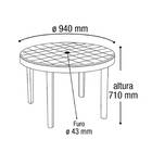 Kit 5 Mesas De Plástico Redonda 94cm Preta Desmontável