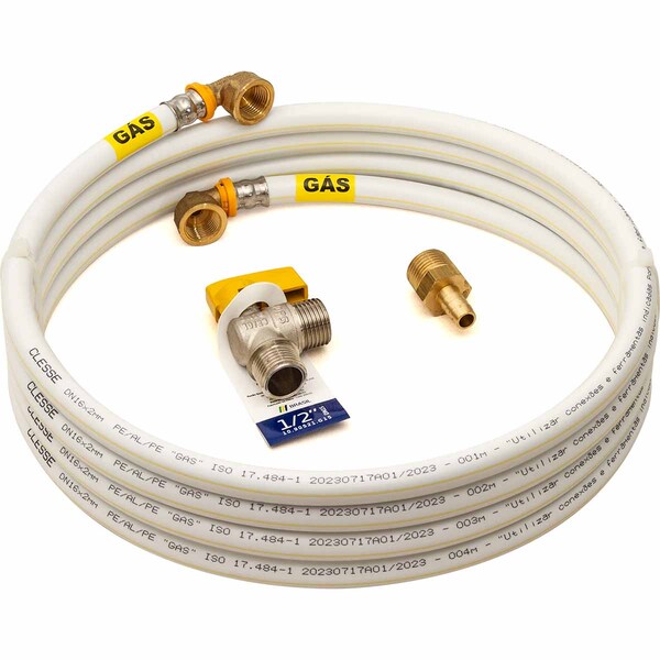 Kit 5 Metros 16mm Tubo Multicamadas Pex Gás + Registro 1/2