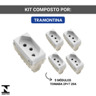 Kit 5 Módulos Tomada 2p+t 20a/250v Liz Branca Tramontina Bran