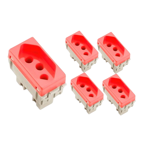 Kit 5 Módulos Tomada 2p+t 20a/250v Liz Vermelha Tramontina Ve