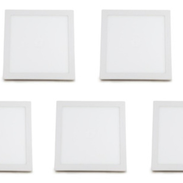 Kit 5 Painéis Plafon Sobrepor Led 24w Quadrado Frio (6500k)