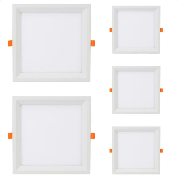 Kit 5 Painel De Led Quadrado Embutir Recuado 12w Bivolt Tasch