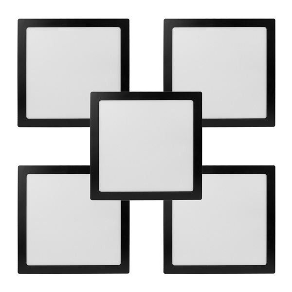 Kit 5 Painel Led Foxlux Quadrado Embutir 18w 6500k Preto