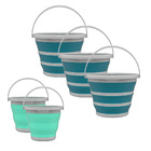 Kit 5 Pçs 4 Balde Retrátil De Silicone 5l 10l Plástico Verde