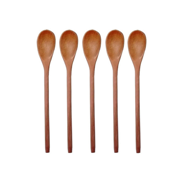 Kit 5 Peças Colher De Pau Madeira Modelos Mingau 27 Cm