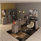 Kit 5 Peças Com Mesa Em L, Armário Alto, Gaveteiro, Estante E