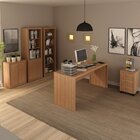 Kit 5 Peças Com Mesa Para Escritório, Armário Baixo, Armário