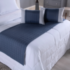 Kit 5 Peças Peseira Almofadas King Percal 300 Fios Azul