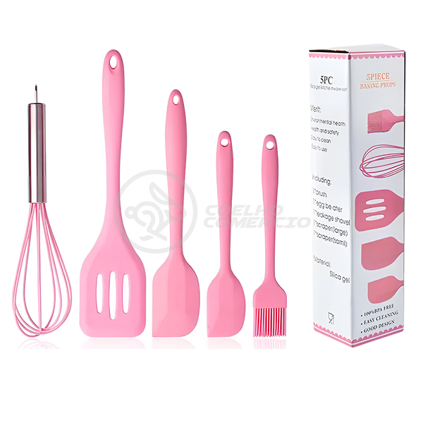 Kit 5 Peças Utensílios De Silicone Para Cozinha Conjunto Comp