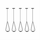 Kit 5 Pendente Gota Globo Vidro 15 Jabuticaba Preto Fosco Bq