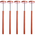 Kit 5 Pendente Luminária Tubo Cobre 50 Cm + Lâmpada Led Branc