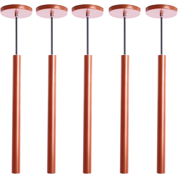 Kit 5 Pendente Luminária Tubo Cobre 50 Cm + Lâmpada Led Branc