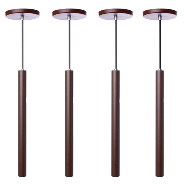 Kit 5 Pendente Luminária Tubo Marrom 30 Cm