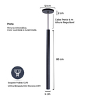 Kit 5 Pendente Luminária Tubo Preto 80 Cm