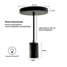 Kit 5 Pendente Soquete Copinho E27 Preto + Led St64