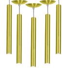 Kit 5 Pendente Tubo Cilindro Alumínio Dourado 50cm + Led 3k