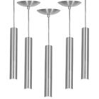 Kit 5 Pendente Tubo Cilindro Alumínio Escovado 30cm + Led 6k
