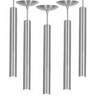 Kit 5 Pendente Tubo Cilindro Alumínio Escovado 50cm + Led 6k