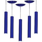 Kit 5 Pendente Tubo Cilindro Azul Metalico 30cm + Led 6k