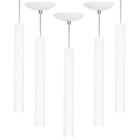 Kit 5 Pendente Tubo Cilindro Branco 40cm + Led 3k
