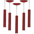 Kit 5 Pendente Tubo Cilindro Cereja 30cm + Led 6k