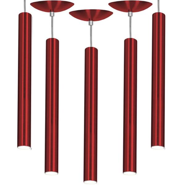 Kit 5 Pendente Tubo Cilindro Cereja 50cm + Led 3k