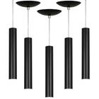 Kit 5 Pendente Tubo Cilindro Preto 30cm + Led 6k