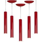 Kit 5 Pendente Tubo Cilindro Vermelho 30cm + Led 3k