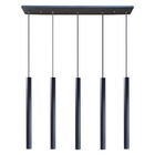 Kit 5 Pendente Tubo Preto 50cm Canopla Única Trilho 1m