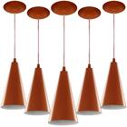 Kit 5 Pendentes Cone Lowcost Aluminio Decoracao Cobre