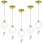 Kit 5 Pendentes Harmony Bolinha Dourado + Lampada G9 3000k