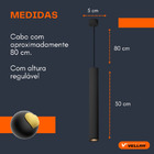 Kit 5 Pendentes Tubo Alumínio Cilíndrico Preto Bivolt