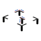 Kit 5 Pés 15x10cm Para Móveis, Sofá, Criado, Aço, Sob Medida