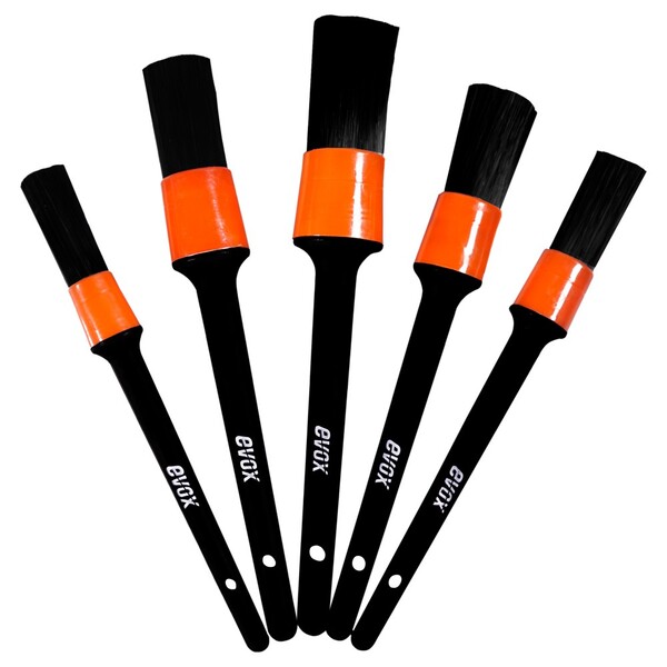 Kit 5 Pincéis Para Detalhamento Automotivo Externo Evox
